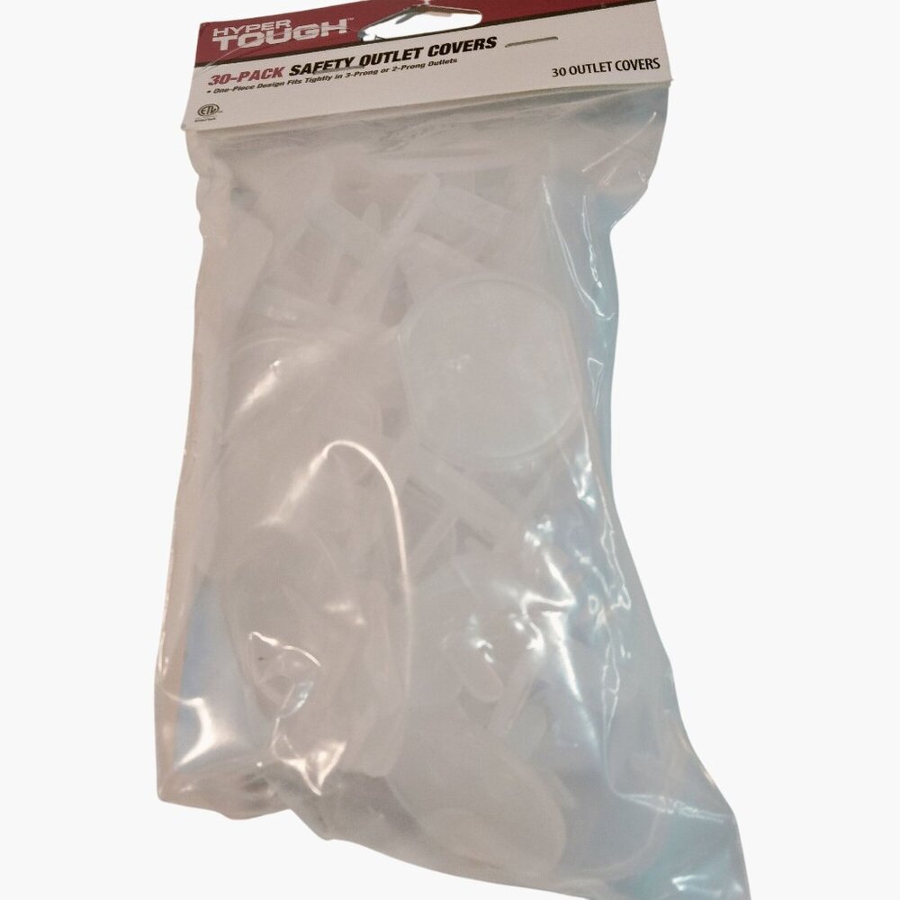 Hyper Tough Safety Outlet Covers 30 Pack Clear Plastic Child Toddler Safety